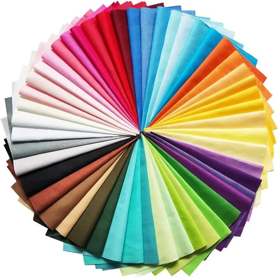 50 Piece Quilted Fabric Set (20cm X 20cm) Solid Color Pure Cotton, Pre Cut Square Sewn Quilted Patchwork, Suitable for DIY Handm