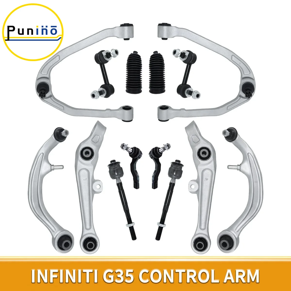 Punino Front Lower Control Arm Sway Bar End Link 14pcs Set for Infiniti G35 Nissan 350Z 2003 2004 2005 2006 2007 2008 2009