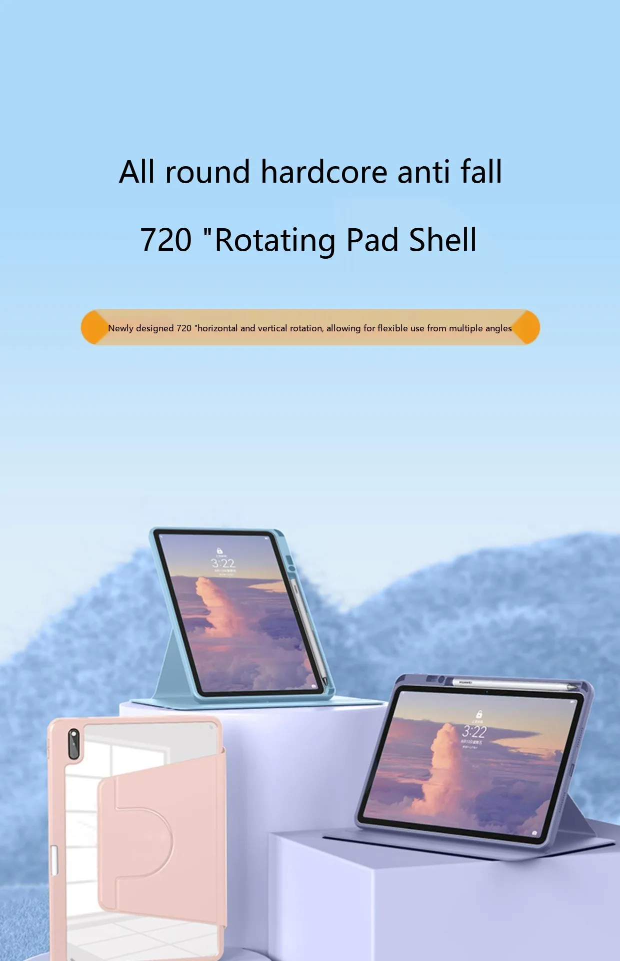 Für Xiaomi Pad Redmi Pad 12,4 12,1 11 10,6 9,7 Zoll Acryl 720° Drehbare Stoßfeste Schutzhülle mit Schlaf-/Wachfunktion – Detail 1