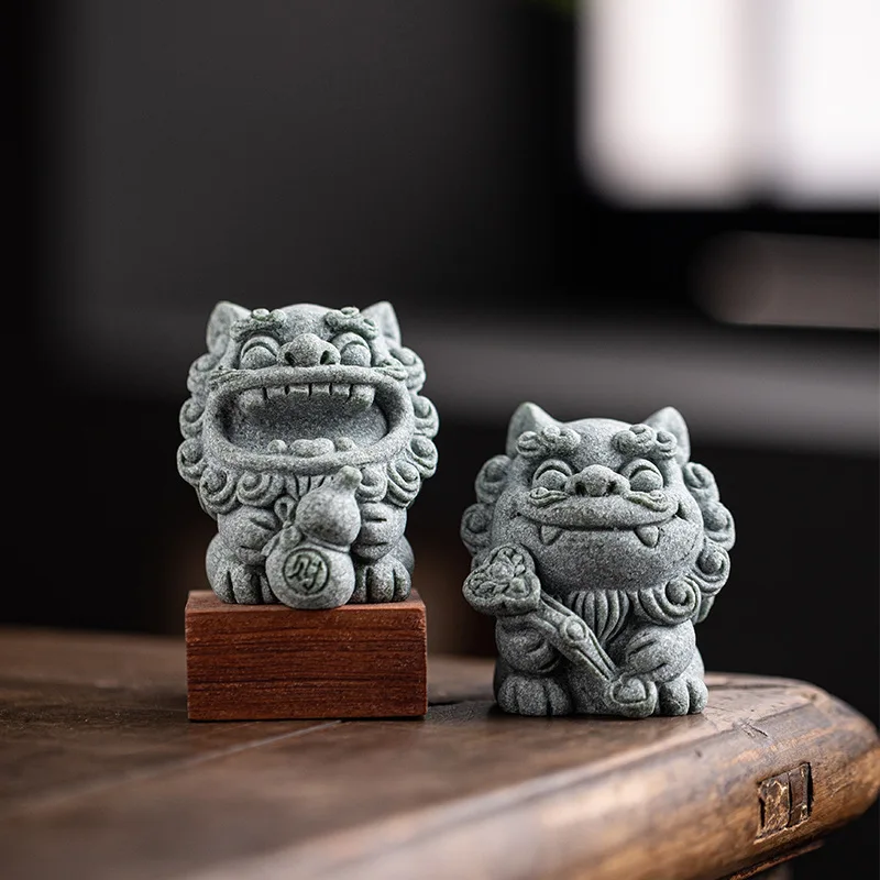 

Stone Lion Desktop Decor Mascot Creative Fish Tank Landscape Chinese Style Zen Tea Pet Feng Shui Fortune Decoration