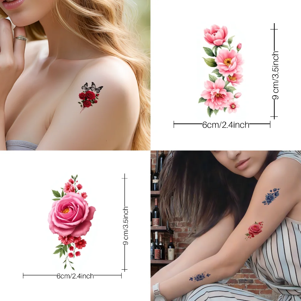 

27PCS Waterproof Floral Tattoos 3d Nature Tattoo Stickers Realistic Skin Art For Men Women Parties Festivals