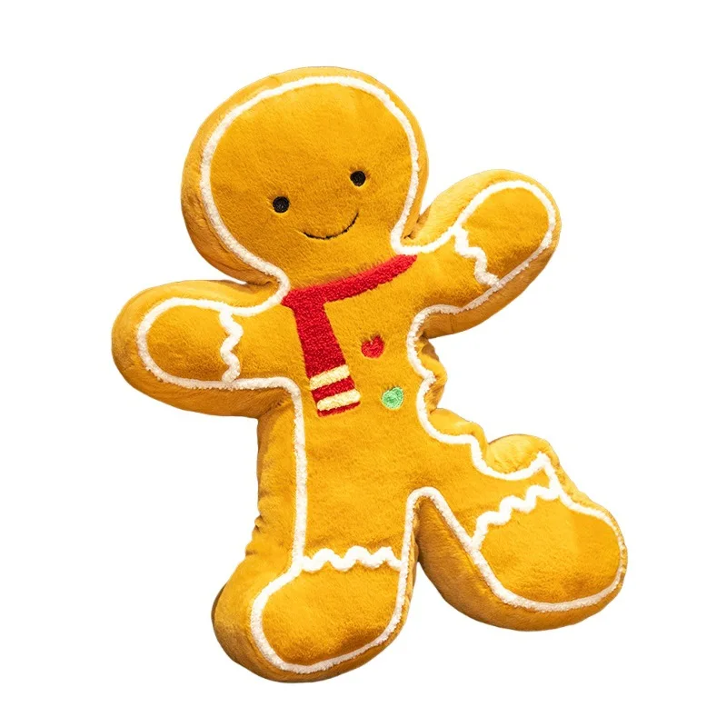 Coussin en peluche bonhomme de pain d'épices de Noël à mordre, jouet pendentif, décoration de Noël, cadeau de vacances pour enfants