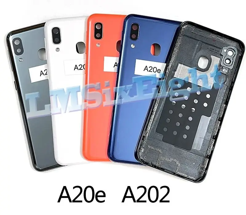 A20e Cover posteriore per Samsung Galaxy A20E A20e A202 A202F A202DS coperchio posteriore della batteria coperchio dell'alloggiamento custodia della porta + obiettivo della fotocamera