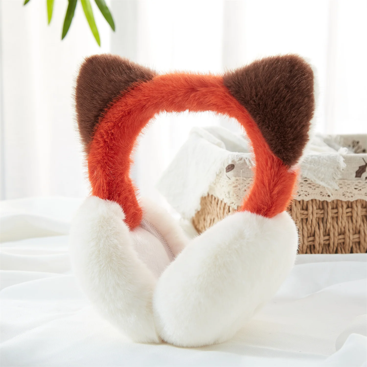 Fox Shape Earmuffs น่ารักสวนสัตว์การ์ตูน topia สัตว์เดียวกันนวัตกรรมสองด้านสีแดงและสีขาวหูผู้หญิง Earmuffs คอสเพลย์ปาร์ตี้