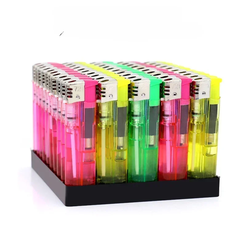 2024 Wholesale Transparent Plastic Lighter Electronic Open Flame Cigarette Lighter Supermarket Promotional Gift Men\'S Cigarette