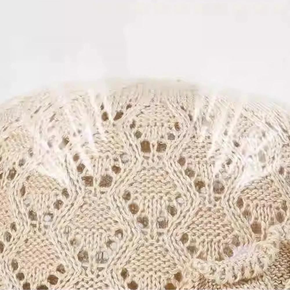 الشمس حماية زهرة اللؤلؤ المنسوجة قبعة تنفس طوي متماسكة صياد قبعة جوفاء مضفر زهرة نسج قبعة بحافة الفتيات