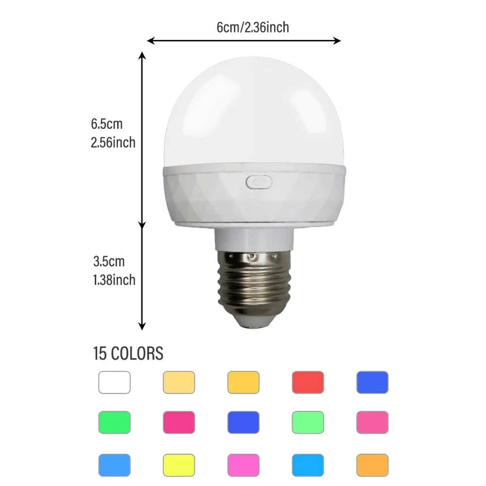 RGBCW Battery Powered Bulbs Detachable E27 Base Magnetic USB Fast Charging Timer 5W Rechargeable LED Lights Emergency Bulbs
