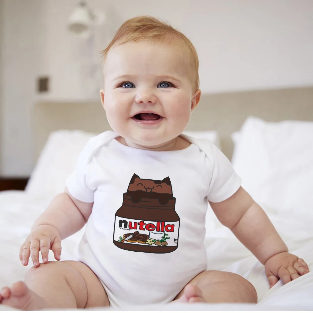 Monos con estampado de Nutella de dibujos animados para bebé, ropa de manga corta para niño de 0 a 24 meses, ropa para niña recién nacida, monos