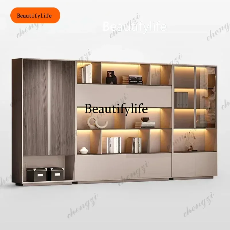 B456 Modern Luxury Light Supervisor Boss Manager Luxury Executive Office Desk With Lamp Storage Drawers Computer Desks Bookcase