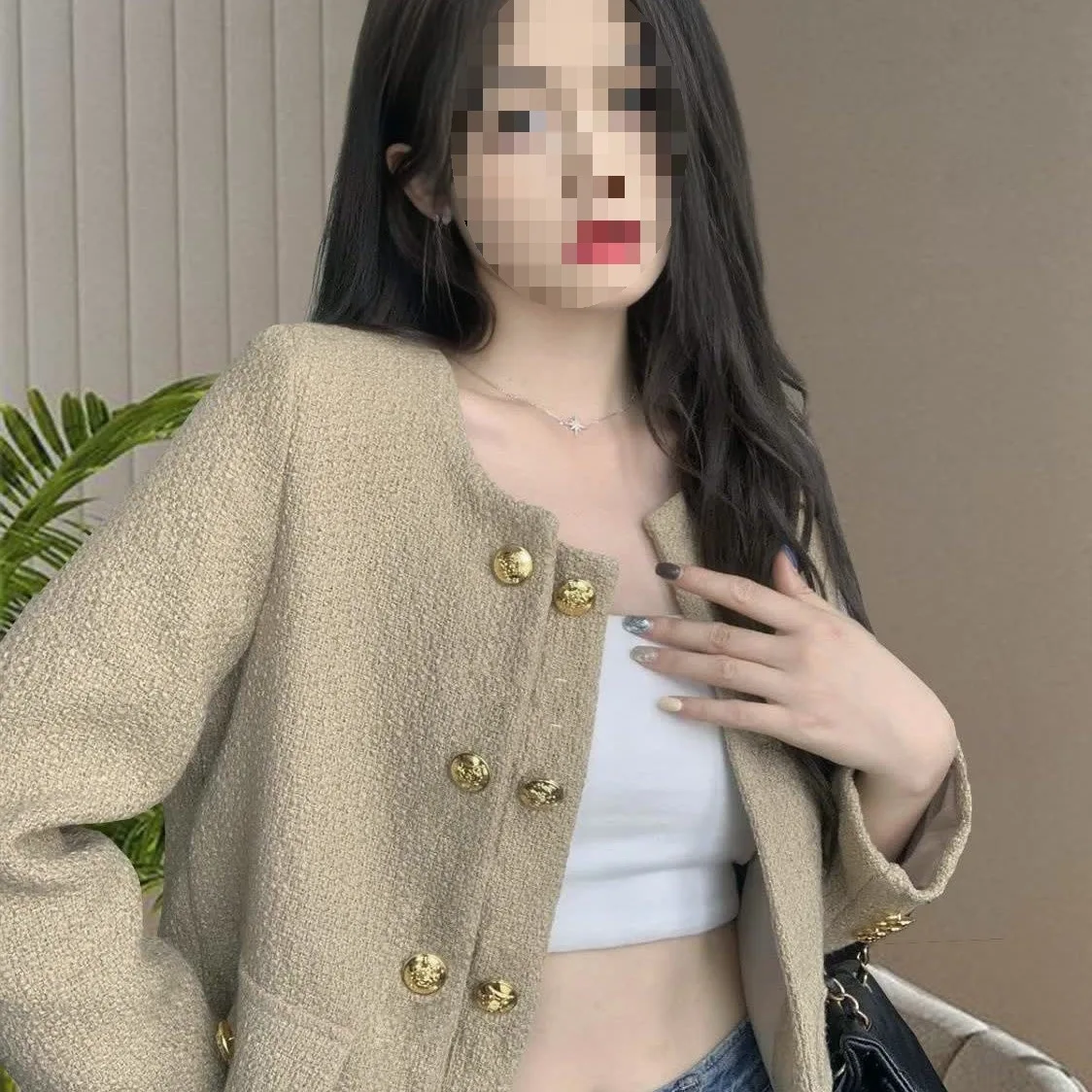 

Твидовый жакет с декоративными пуговицами, женский, летний, кружевной, шикарный силуэт, атласный, с завышенной талией, украшенный, для вечеринок, в стиле леди, разноцветный