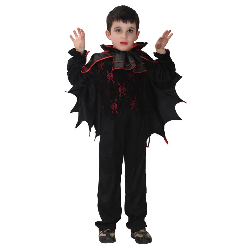 Kids Count Dracula Gothic Vampire Costume Children Carnival Party Halloween Fantasia Prince Vampire Cosplay Clothes For Boy Girl