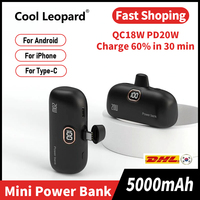 Mini Power Bank 5000mAh Fast Charge Built in Cable Emergency Start Powerbank External Battery Portable Charger For iPhone Xiaomi