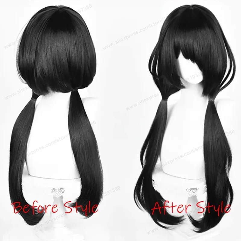 

Heat-Resistant Synthetic Anime Cosplay Wig for Women, Black Hair, Tokisaki Kurumi, 80cmx;2,f;5.n