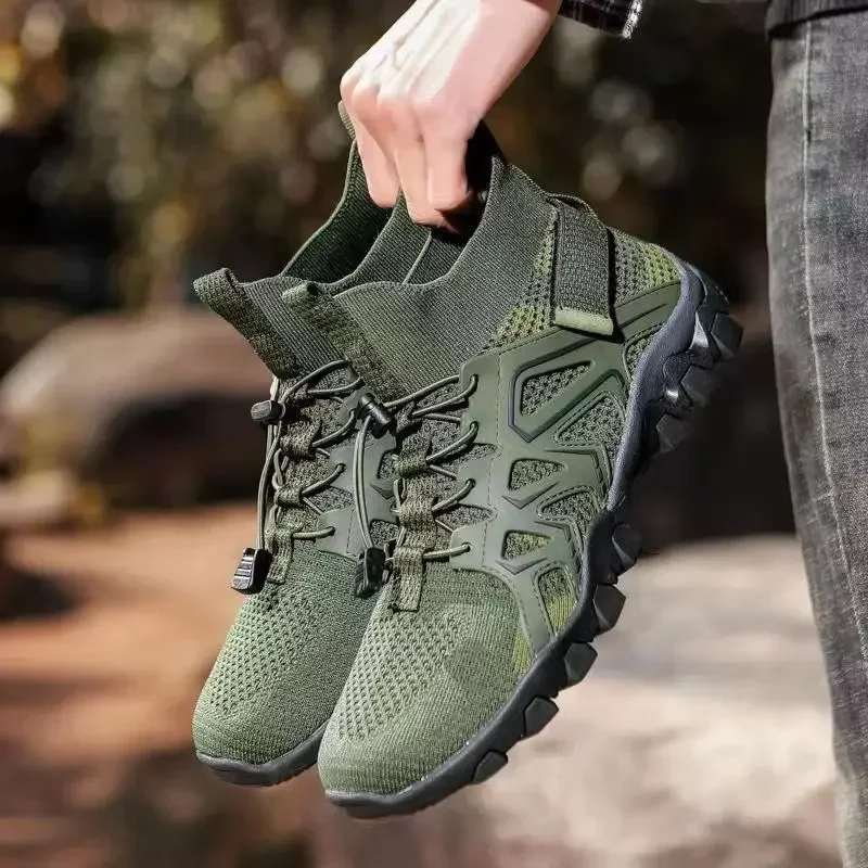 Men Wading Sneakers Breathable High-top Hiking Shoes for Men Outdoor Quick-drying Beach Footwear Non-slip Men Walking Shoes New