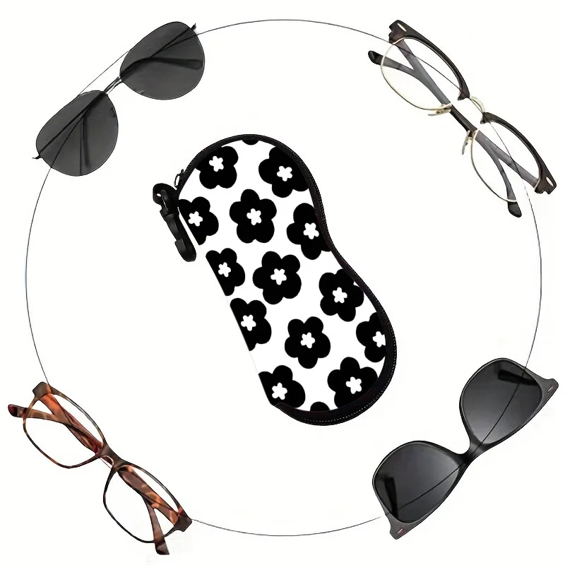 1 Stück weiches Sonnenbrillenetui mit Reißverschluss, tragbares Brillenetui mit Karabinerhaken für Reisen, Outdoor und den täglichen Gebrauch – Detail 2