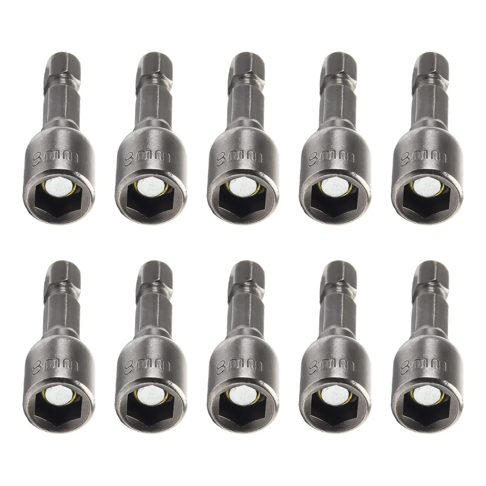 

10PC Magnetic Nut Driver Set Highly Efficient for Nuts Tightening with 8mm Socket 42mm Length and Chrome Vanadium Steel
