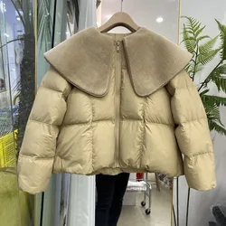 Large Natural Fur Winter Puffer Coat Outerwear 90% White Duck Down Jacket Warm Parkas Female Women