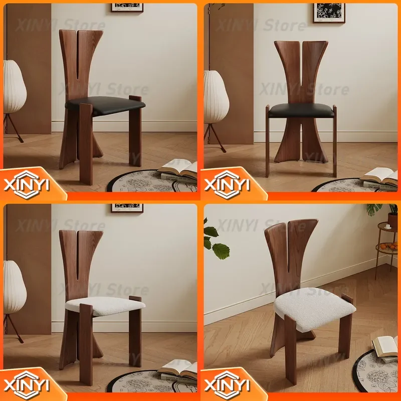 Li Yin for Chinese Antique French Retro Dining Chair Designer Study Solid Wood Back Chair Wabi Sandy Wind Designer Chair