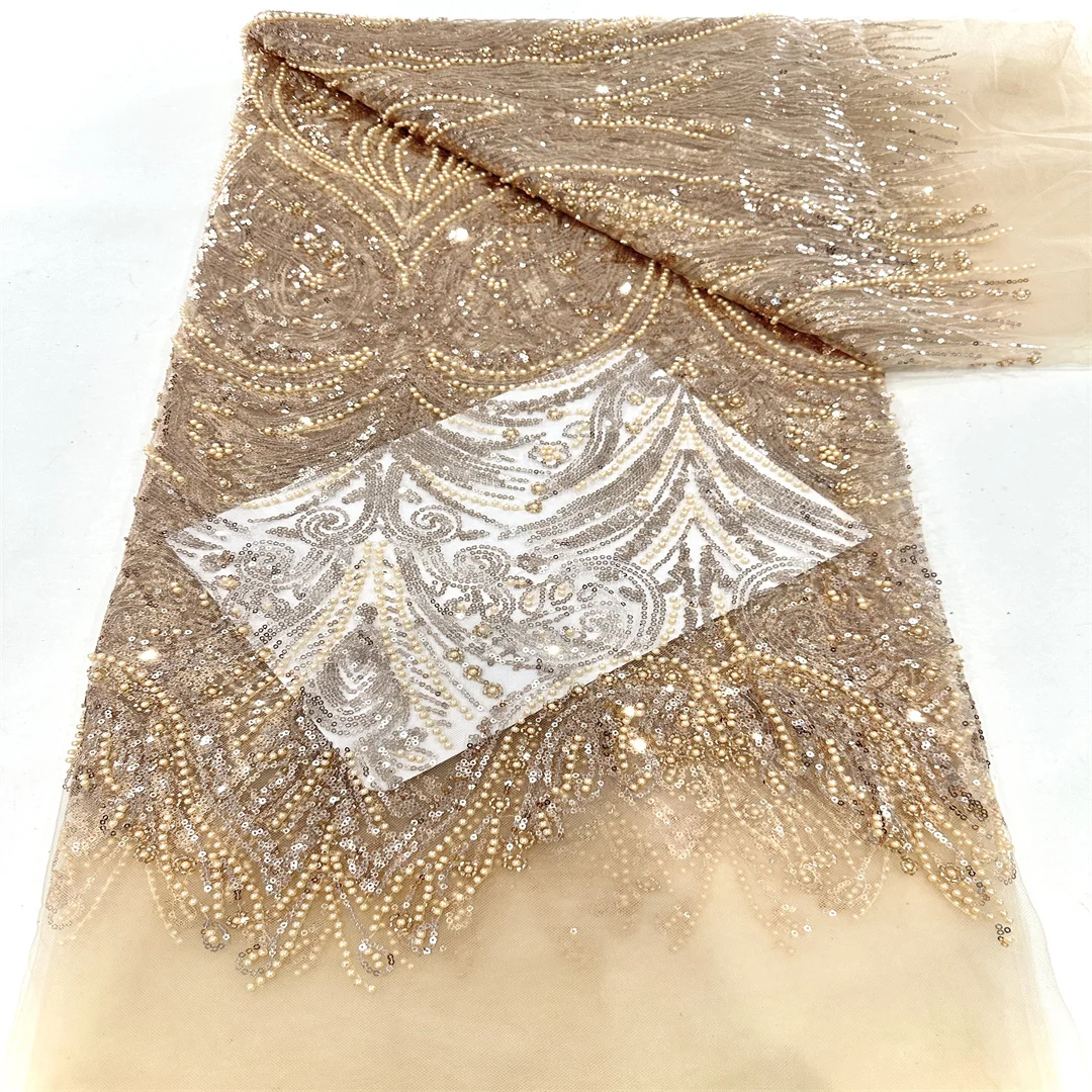 African Sequins Lace Fabric Embroidery Groom Nigerian Bridal 2025 High Quality French Tulle Lace Fabric For Wedding Dress