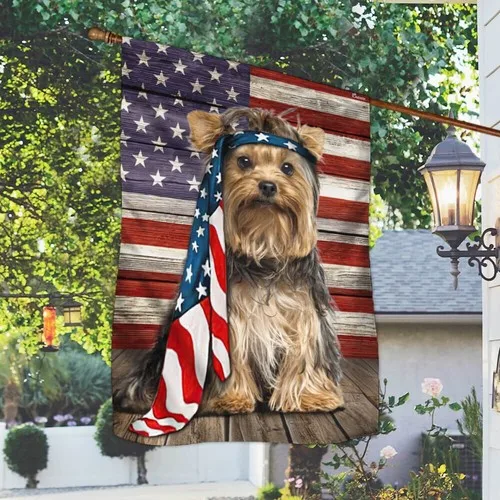 Yorkshire Terrier Dog Flag Charming Dog Wrapped in Glory Flag Graden Flag UUI GGX