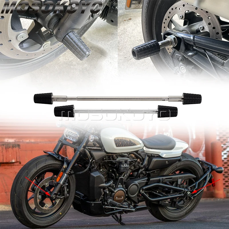 

New Motorcycle Front & Rear Axle Fork Sliders Wheel Protector For Harley Sportster S Crash Sliders Fork Axle Falling Protection