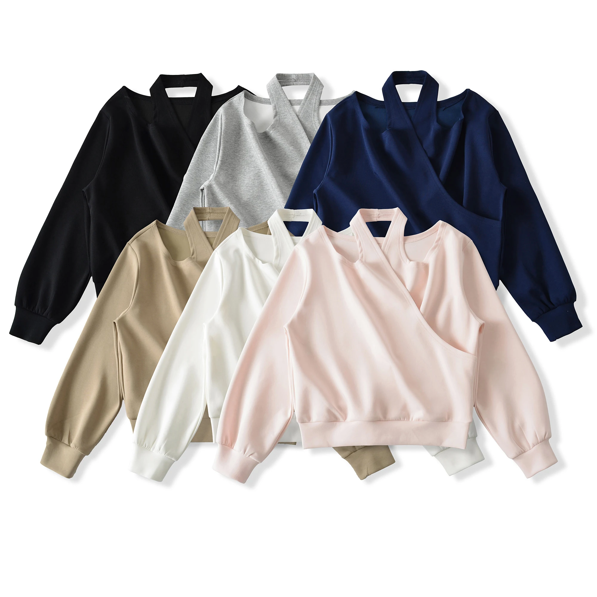 2025 아메리칸 레트로 그레이 크로스 홀터 스웨트셔츠 가을 오버사이즈 풀오버 스웨트 엘라스틱 웨이스트 와이드 레그 팬츠 여성 세트