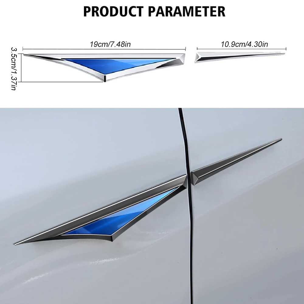 2PCS 3D Metal Car Accessory Side Doors Blade Car Stickers Car Fender Side Wing Emblem Badge Zinc Alloy Sticker - view 3