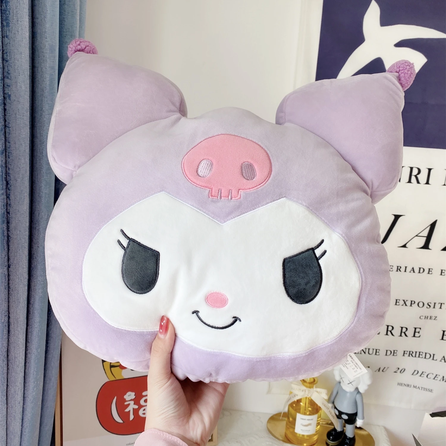 Comfortable Kuromi Plush Toy Lovely Back Cushion For Chair Japanese Style Plushies Sofa Decorative Pillow Xmas Gifts Girl