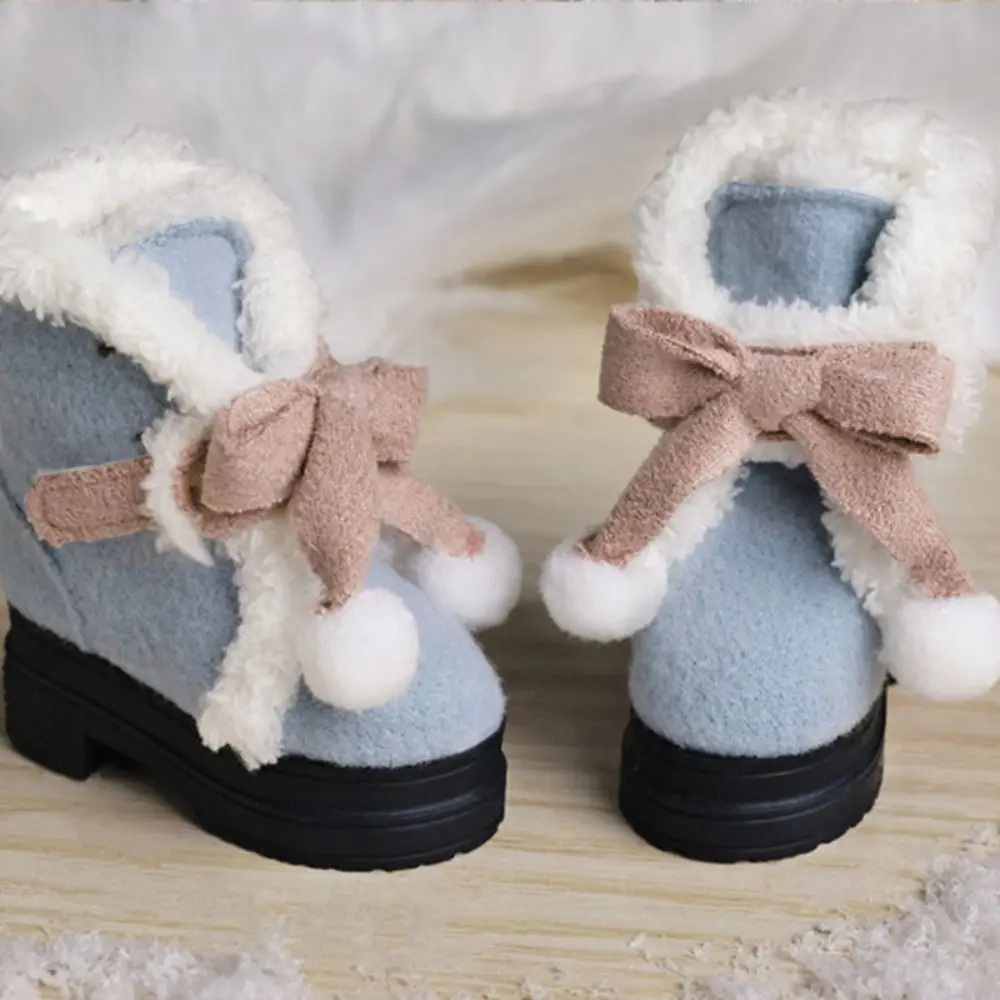 1 paio di stivali invernali per bambole Bjd 1/4 alti con tacco alto soffici 1/4 scarpe in peluche per bambole Bjd GSC Bowknot 40 cm stivali per bambole in cotone