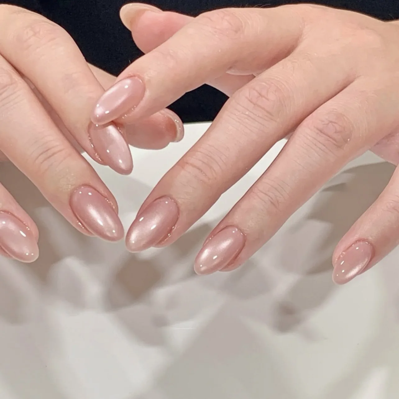 Wine Red Cat Eye Nail Art False Nails Set
