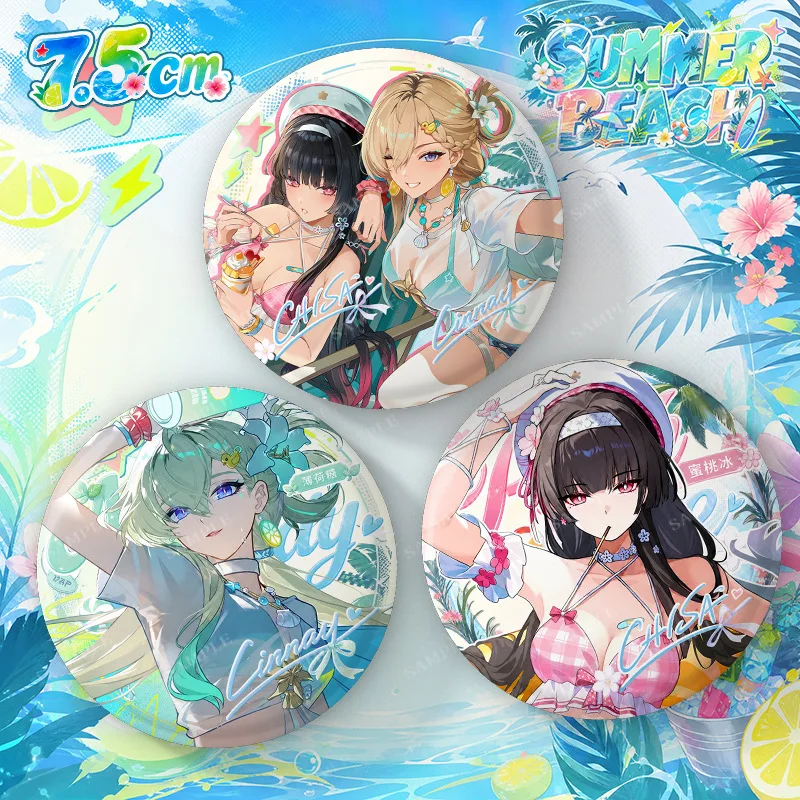 Game Wuthering Waves Summer Beach Action Figure LYNAE CHISA Cosplay Costume Badge Clothing Bag Accessories Small Card Decoration