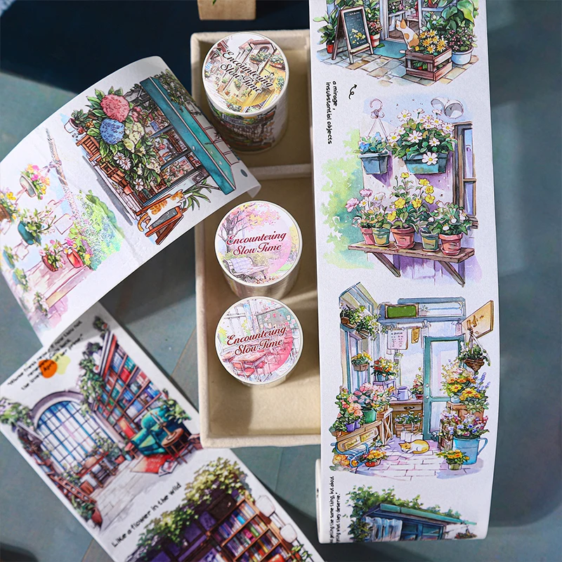 

Журнал GO 8x200 см, винтажная лента с медленным видом на время, наклейка для планировщика, сделай сам, открытка, скрапбукинг, городской пейзаж, малярная лента