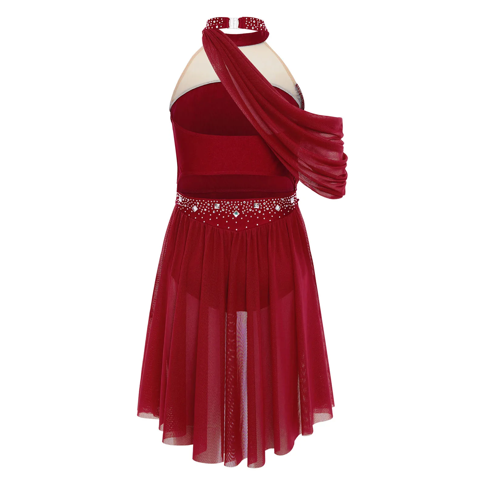 غنائية الباليه قاعة الرقص أداء زي الفتيات الاطفال الرسن عارية الذراعين لامعة يوتار للأطفال مرحلة فستان رقص