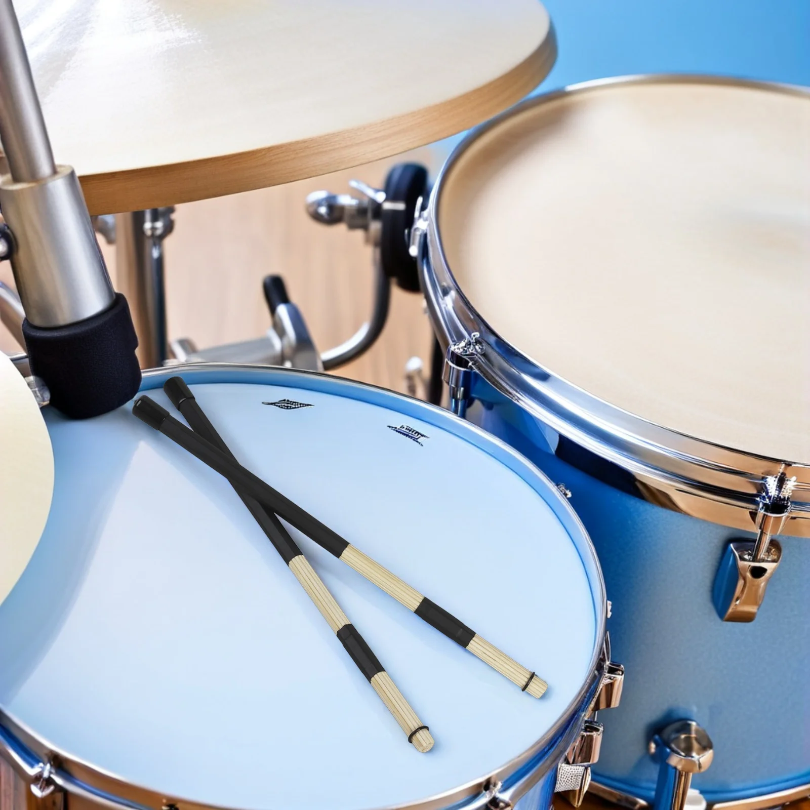 

2Pairs Wooden Drum Playing Rods Low Noise Performance Ideal for Practice Folk Jazz Sessions Non-Slip Drumstick Brush Set