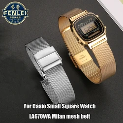 For Casio Small Square Retro Watch LA670 LA680 LA690 Men Watch Strap Women's Stainless steel Watchband 13mm 14mm Milan mesh belt