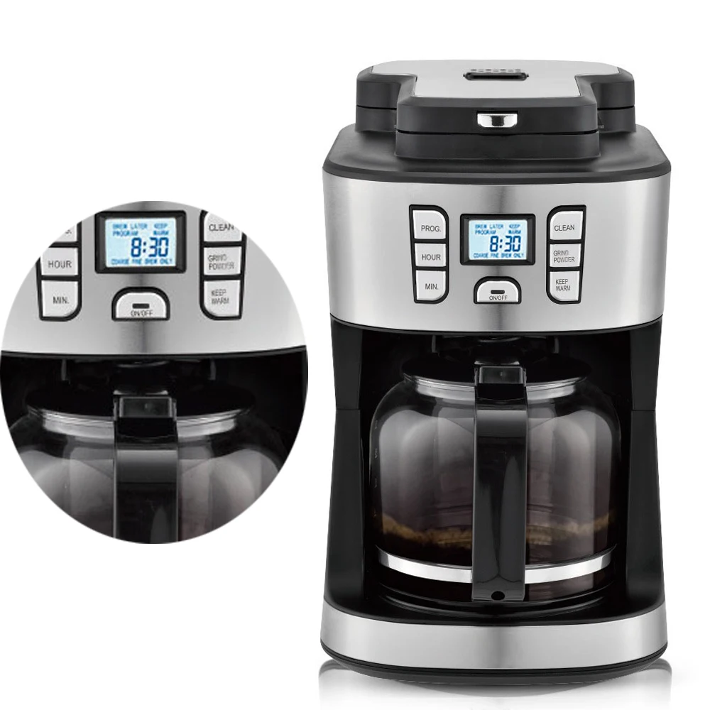 Automatic grinding beans 2 in 1 machine 220V /1000W American coffee machine home multi-function automatic drip coffee machine