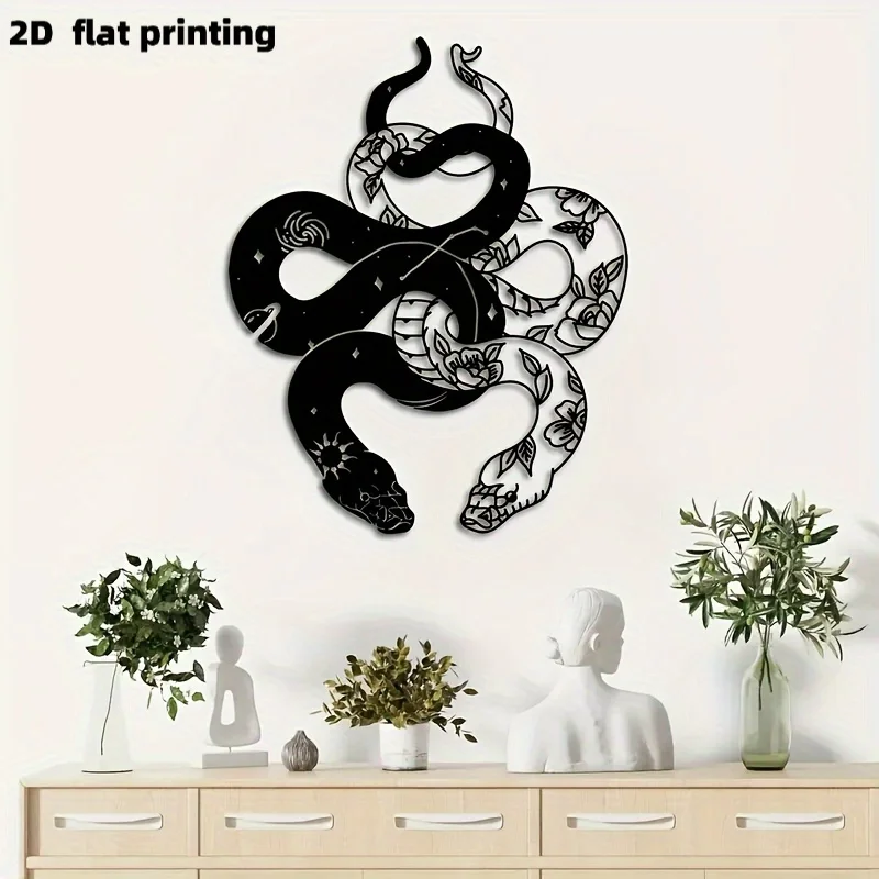 2D Flat Print, Stylish Two-Headed Snake Acrylic Wall Art - Acrylic Design, Suitable for Interior Decoration, Modern and Classical Wall Hangings, Perfect for Decorating Living Rooms or Offices