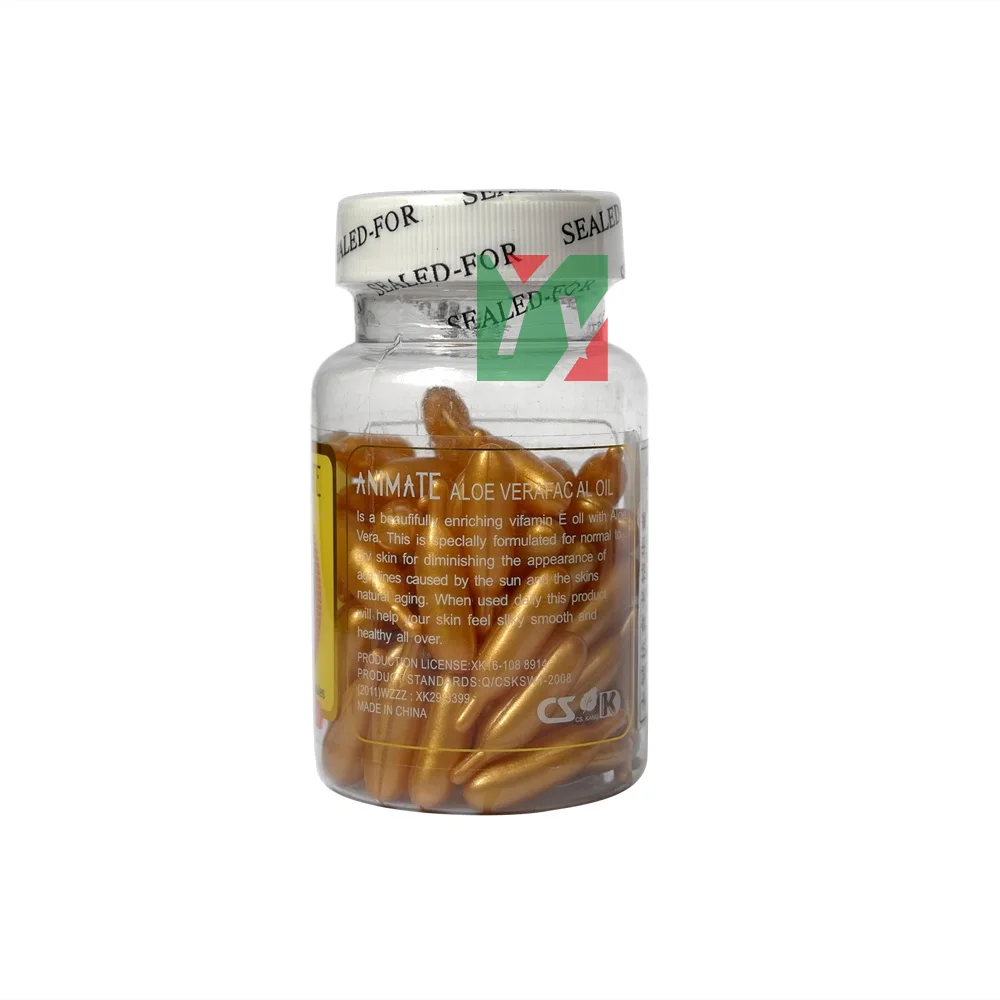 wholesale & retail animate aloe vera & vitamin E facial oil 60 soft cel capsules for anti-aging