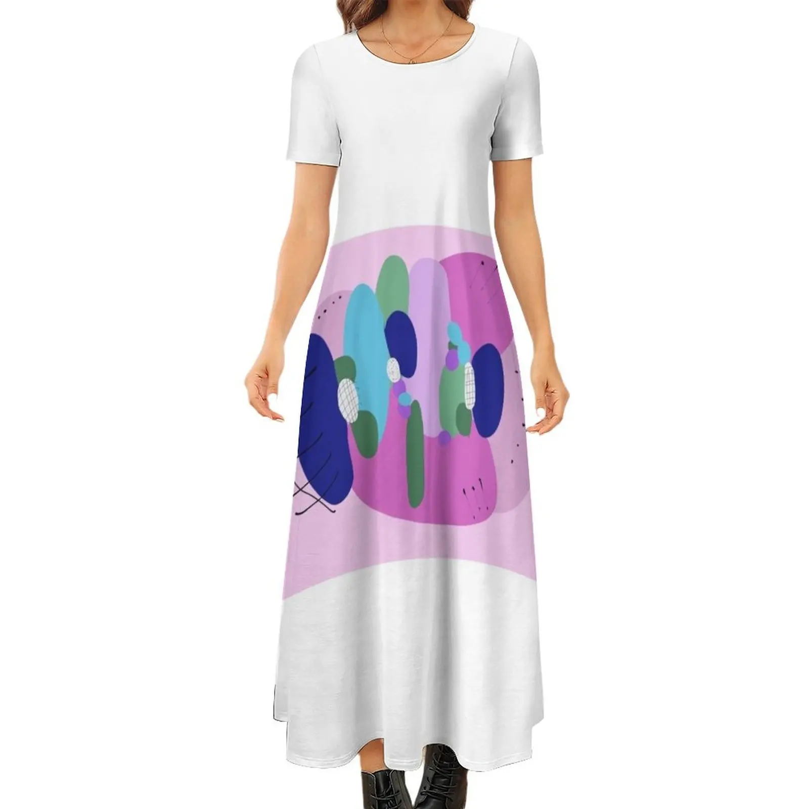 

Abstract Illustration Round Neck Short Sleeve Dress dresses for womens 2024 women dresses