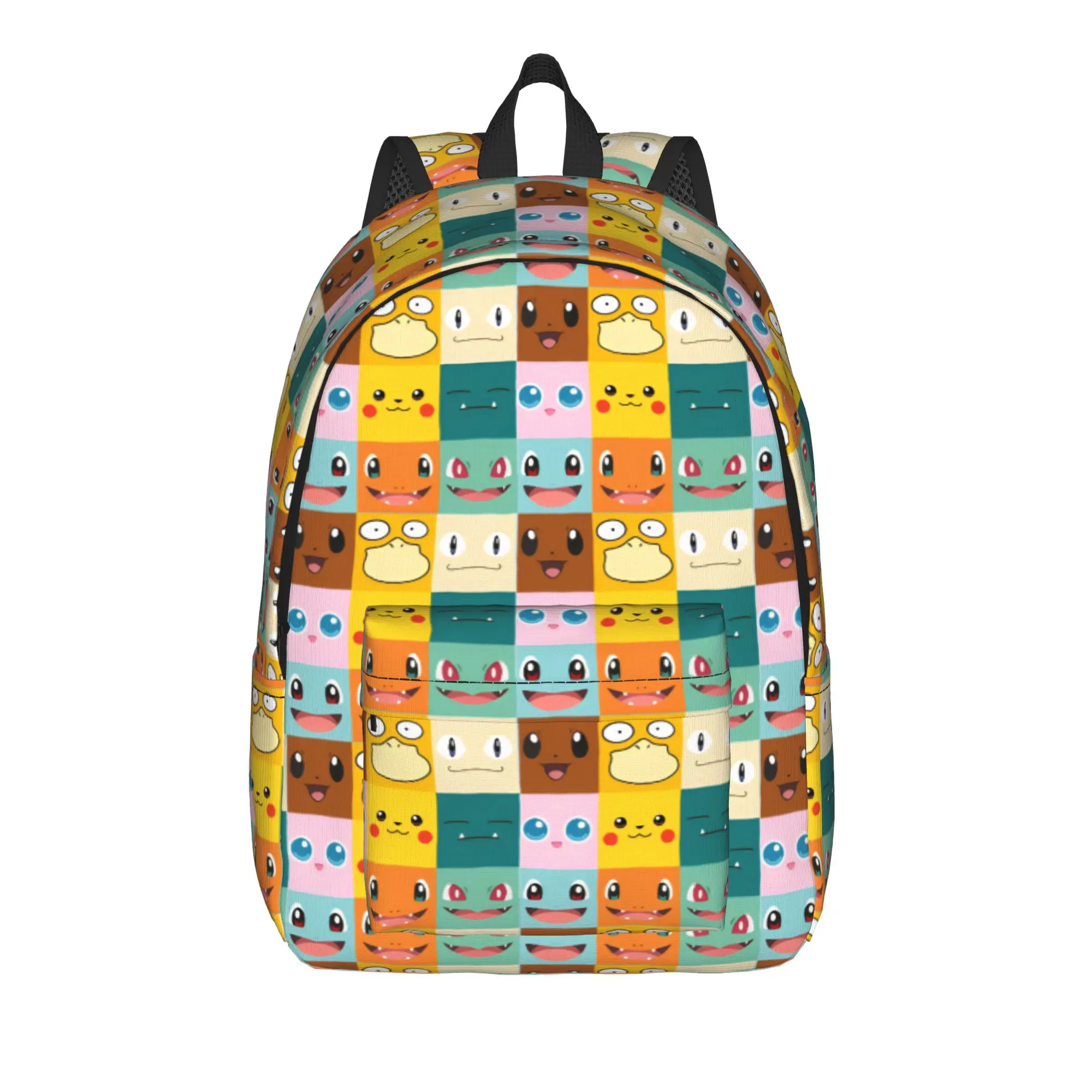 Niedlicher Anime-Cartoon Teenager-Rucksack Leichter Schul- und Arbeitsrucksack Pokemoned Tagesrucksack für Männer Frauen Laptop-Leinentaschen