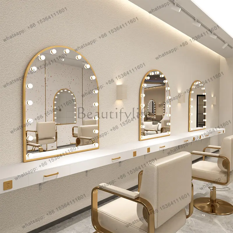 New high-end household high-end mirror with light bulb mirror bridal shop