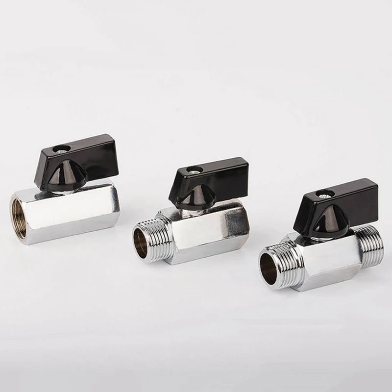 1/8 "1/4" 3/8 "1/2" BSP Dây Chuyền Đồng Thau Mạ Mini Van Bi Nữ Nam Đầu Nối Đồng Không Khí van Nước Khí Dầu Van Ngắt