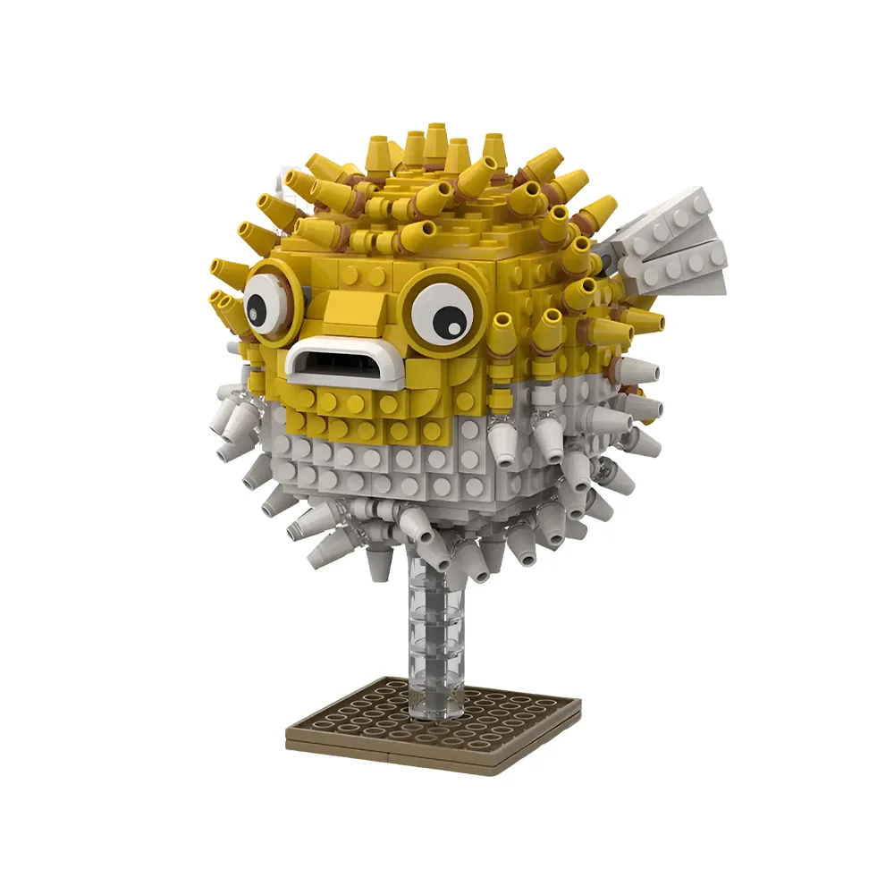 

Конструктор MOC «Рыба-фугу»: 3D-модель животного с реалистичным шиповатым телом, декор для дома, игрушка, подарок для взрослых