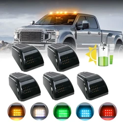 5PCS Solar Powered Cab Lights no Drill Black Marker Light Wireless Vibration Sensor Truck Cab Roof Lights For Car