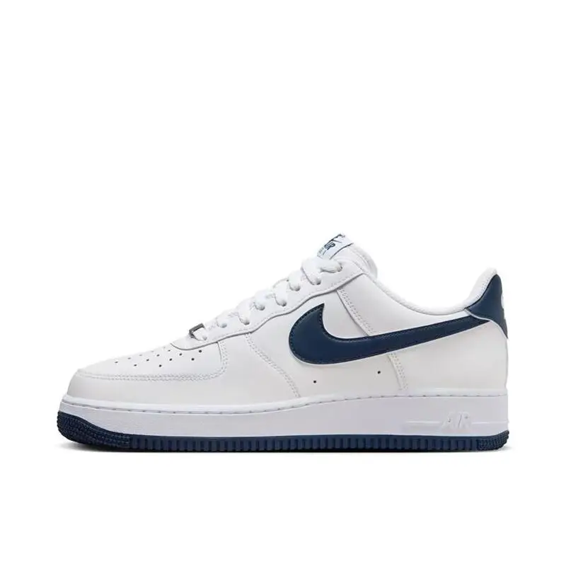 Nike Air Force 1 '07 Cómodas zapatillas deportivas antideslizantes de caña baja Zapatillas de skate unisex Blanco y azul