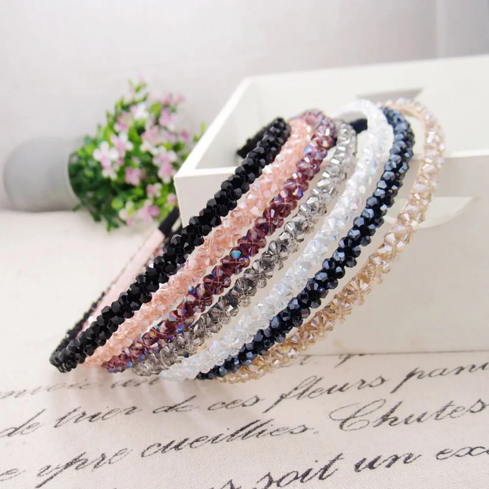 

6 Pcs Adorable Hair Hoop Girl Headband Crystal Mixed Color Women Rhinestone Heanband Hairband
