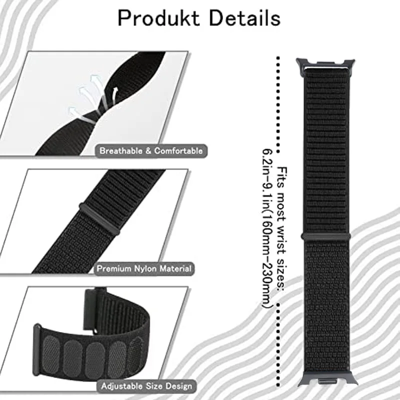 حزام نايلون رسمي لساعة سامسونج جالاكسي 8 40 مللي متر 44 مللي متر سوار توصيل معدني Correa Galaxy Watch 8 كلاسيكي 46 مللي متر معصمه
