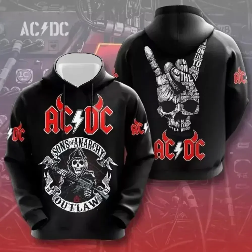 24-25 Autumn Winter Hip Hop Band Hoodies AC/DC Men's Hooded Sweatshirt 3D Print  Boys Rock Pullover Man Women's Hoodie Jacket