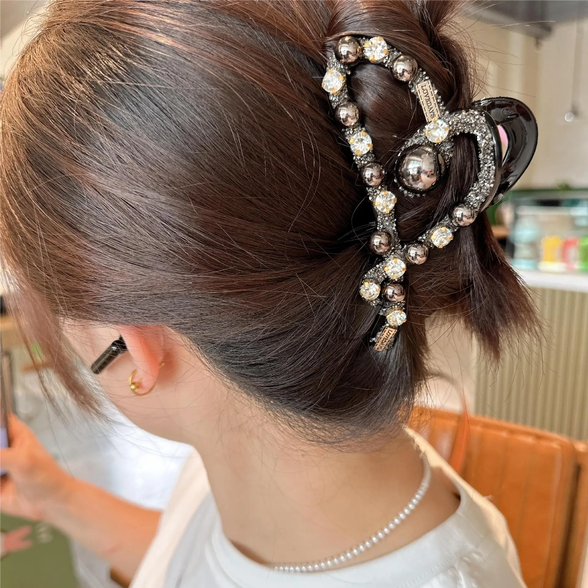 New Women Elegant Gold Silver Hollow Geometric Pearl Hair Claw Vintage Hair Clip Headband Hairpin Fashion Girls Hair Accessories