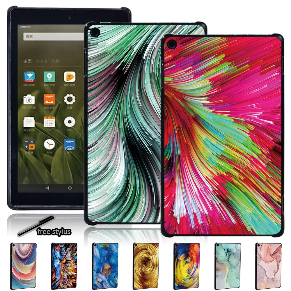 Tablet Back Case for Fire 7(5th/7th/9th/12th 2022)/HD 10(5th/7th/9th)/HD 8(6th/7th/8th Gen) Slim Funda Watercolor Hard Shell